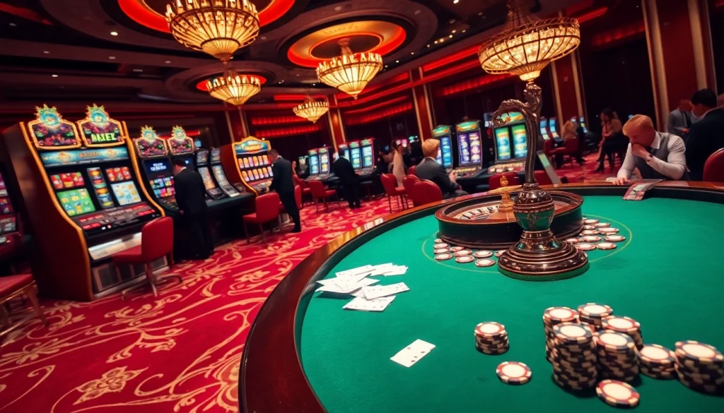 Players excitedly gamble at tables in a luxurious casino setting linked to https://rr88ez.com/.