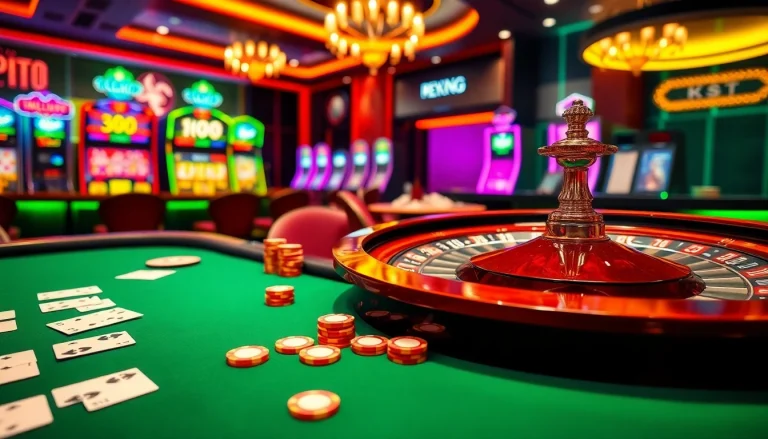 A luxurious casino scene showcasing exciting gambling elements related to KJC.Marketing