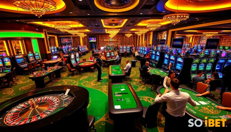 Players enjoying the thrill of high-stakes gambling at https://soibet.vision/, showcasing excitement and luxury.