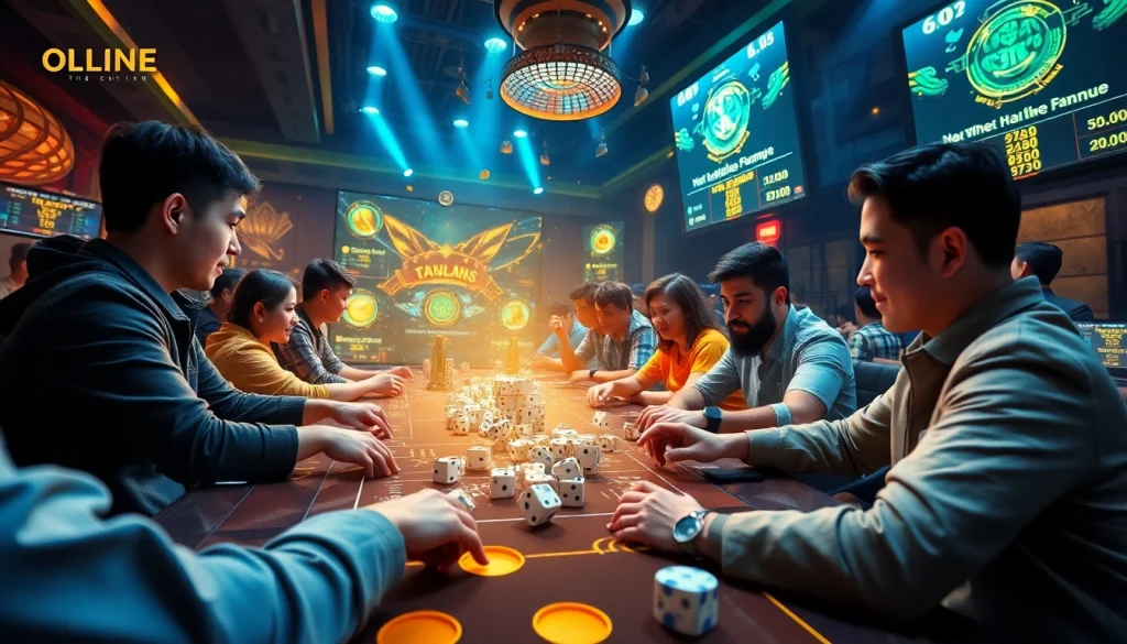 Exciting Tài Xỉu MD5 gameplay at taixiumd5.world with players celebrating wins.