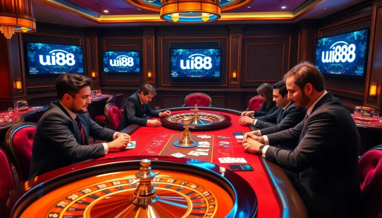 Players strategizing at a poker table while enjoying an exhilarating gaming experience with uu88 elements.