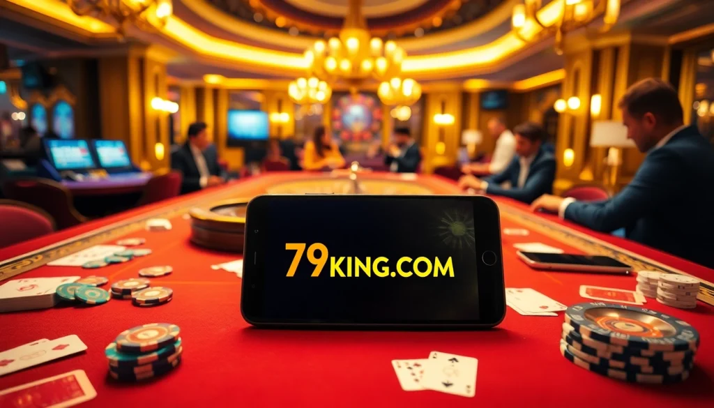 Engaging players at a luxurious casino with the 79KING COM gaming interface prominently displayed.