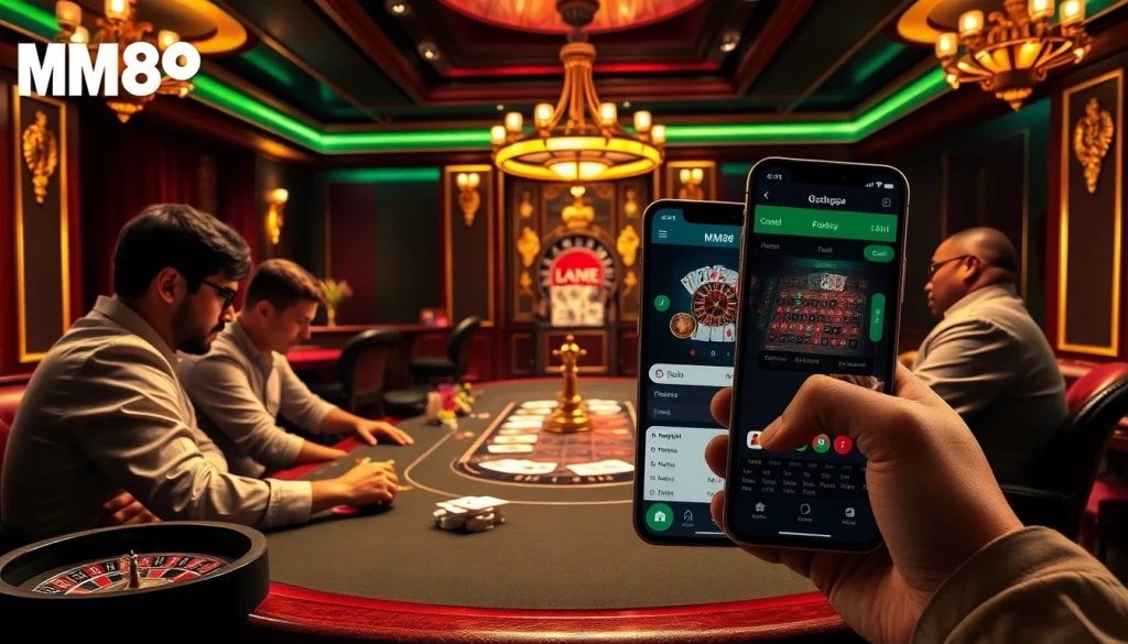 Experience the thrill of MM88 gaming with a luxurious casino setting showcasing poker chips and live betting.