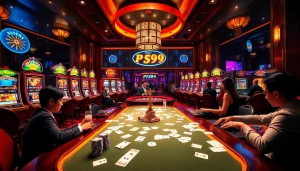 Engaged players at a luxurious casino table representing nhà cái PS99, filled with action and excitement.