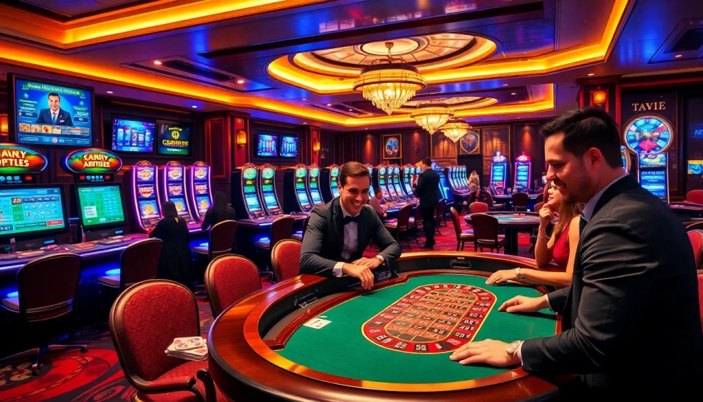 Experience the thrill of gaming with 88i đăng nhập, playing in a luxurious casino ambiance featuring engaging games.
