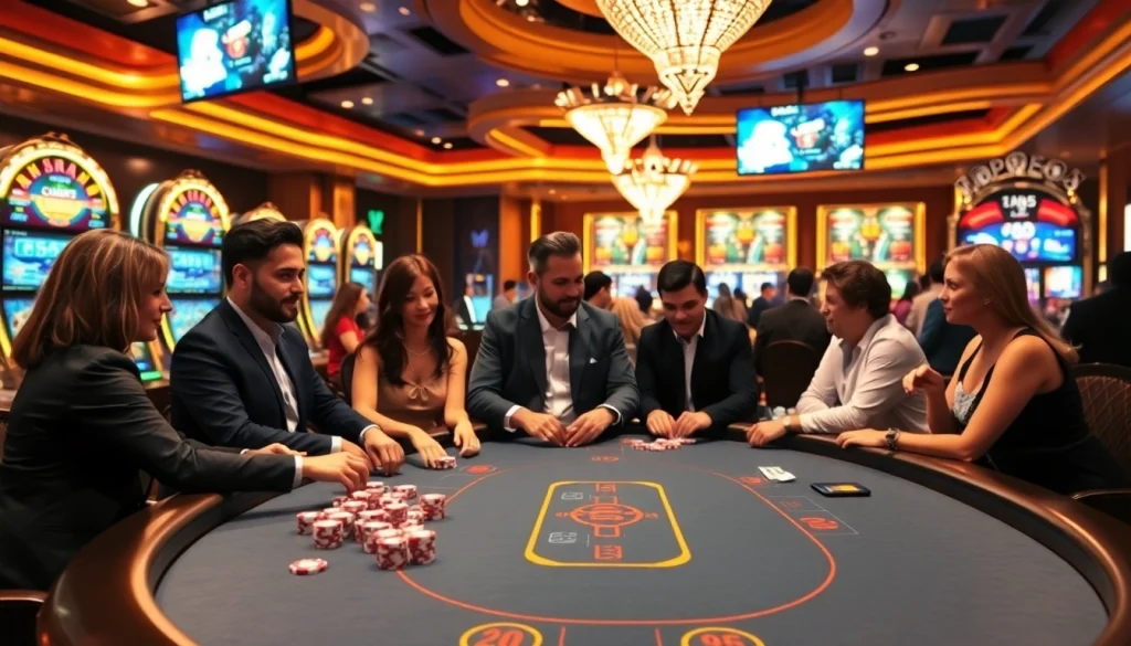 Experience the thrill of gambling at https://mk8th.net/ with an exciting casino scene featuring players engaged in strategic gameplay.