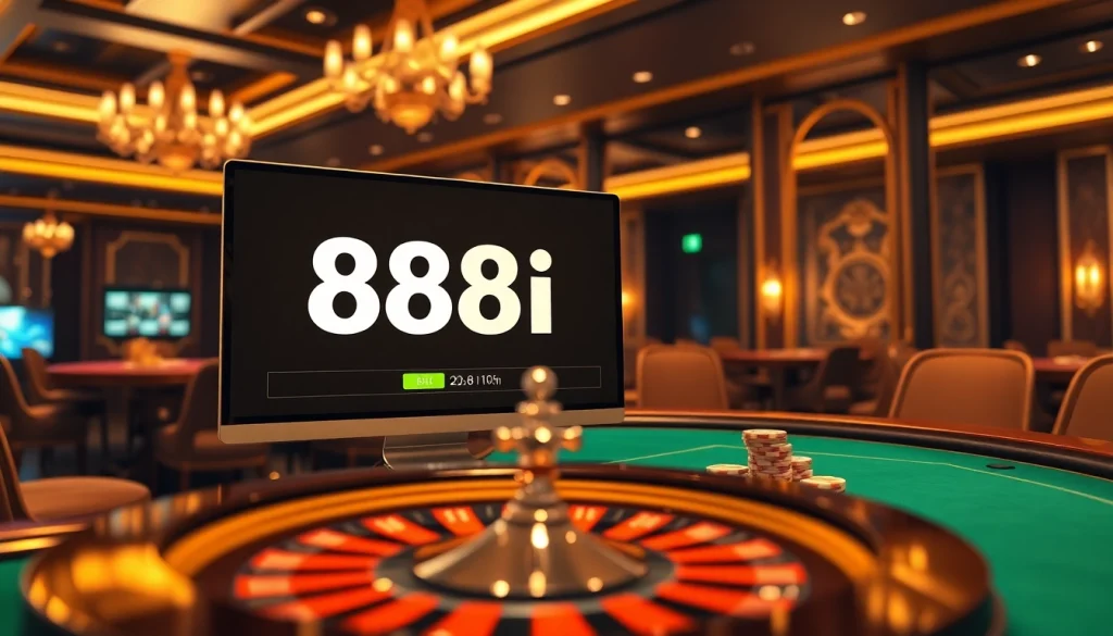 Experience excitement with 88i đăng nhập at a luxurious online casino featuring roulette and poker tables.
