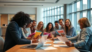 Team discussing the eta uk application form process in a modern office environment.