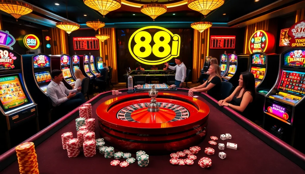 An exciting casino scene highlighting the thrill of poker and 88i gaming elements with vibrant visuals.