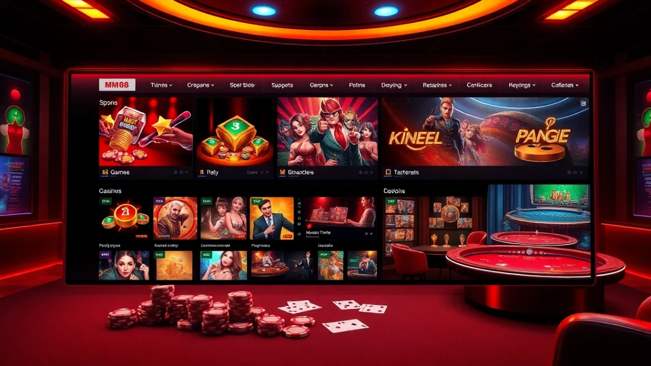 MM88 online casino interface showcasing vibrant slot games and sports betting options.