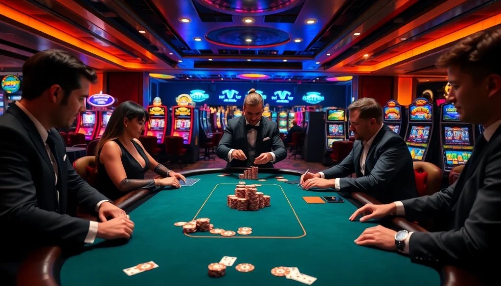 Experience high-stakes gaming action at go8s.bio/ with a luxurious poker atmosphere and vibrant gaming elements.