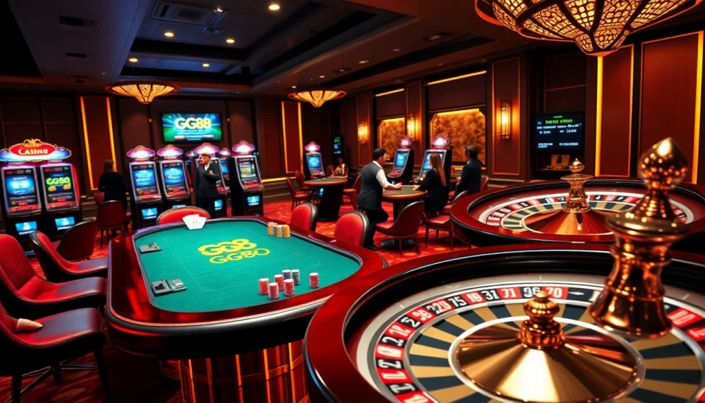 Engaging in thrilling gameplay at GG88 with vibrant casino elements and exciting betting.