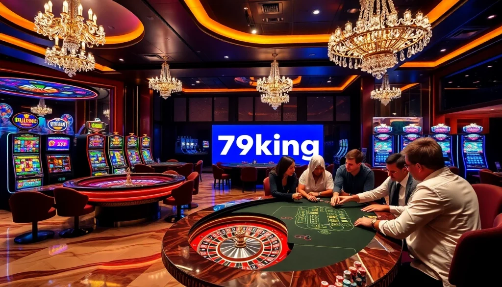 Players enjoying the excitement of 79king casino games at a vibrant gaming table.