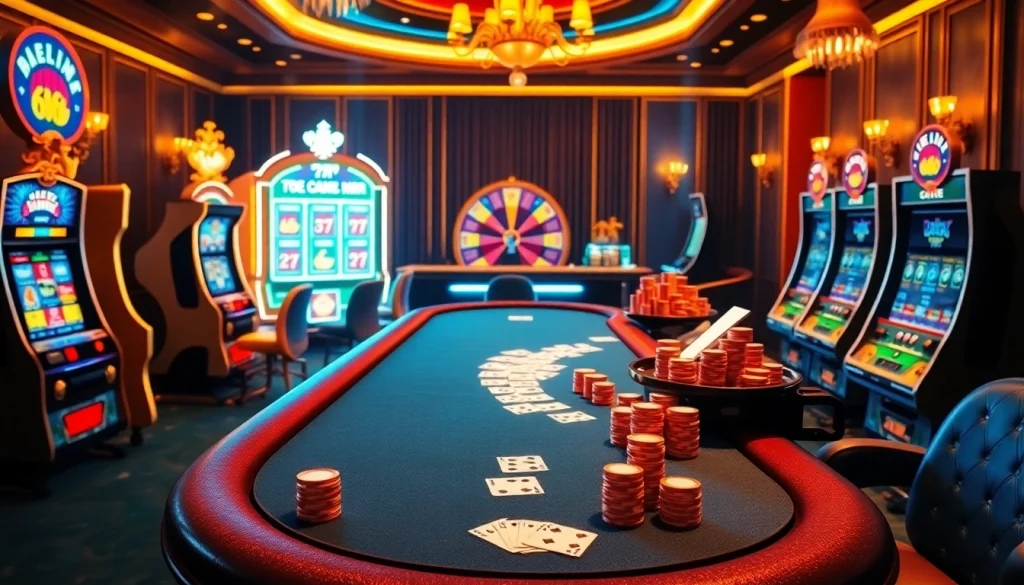 Engaging casino table scene highlighting 789f.mba gambling excitement with chips and cards.