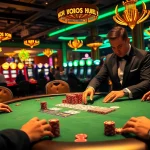 KUBET77 online gambling interface showcasing a luxurious poker table with colorful chips and elegant players.