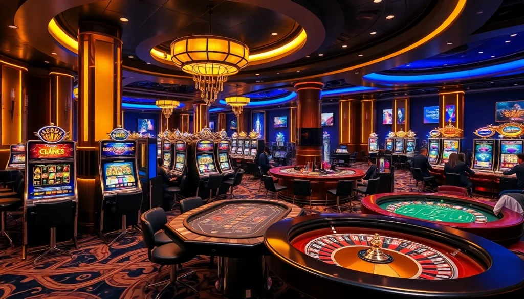 SX88 casino vibrant scene showcasing slot machines and poker tables with players engaged.