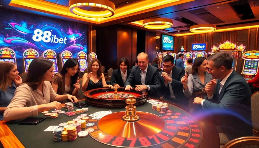 Gamblers engaging at a high-stakes table while exploring 88i bet's thrilling online casino experience.