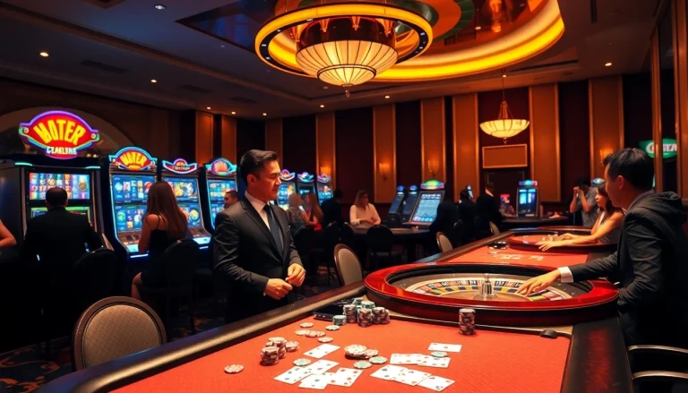 Exciting casino scene with Tác giả Trần Chinh insights guiding gamblers in their experience.