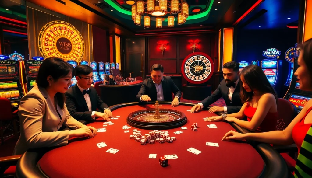 WW88 gamblers placing strategic bets at a luxurious casino table during game time.