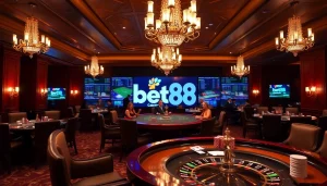 Experience the luxury and excitement of Bet88 with vibrant poker tables and thrilling gaming.