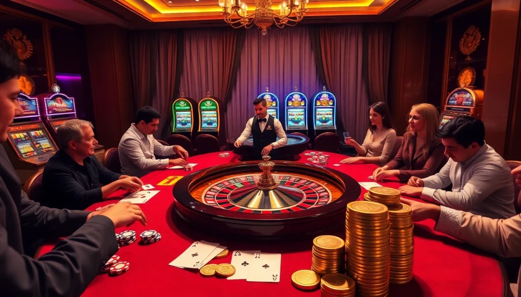 Engaged gamblers at a roulette table enjoying the thrills of https://58win.talk/ with colorful chips and gold coins.