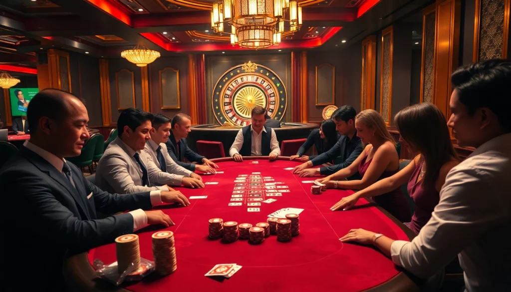 Betting excitement at febet's high-stakes poker table with professional players and vibrant chips.