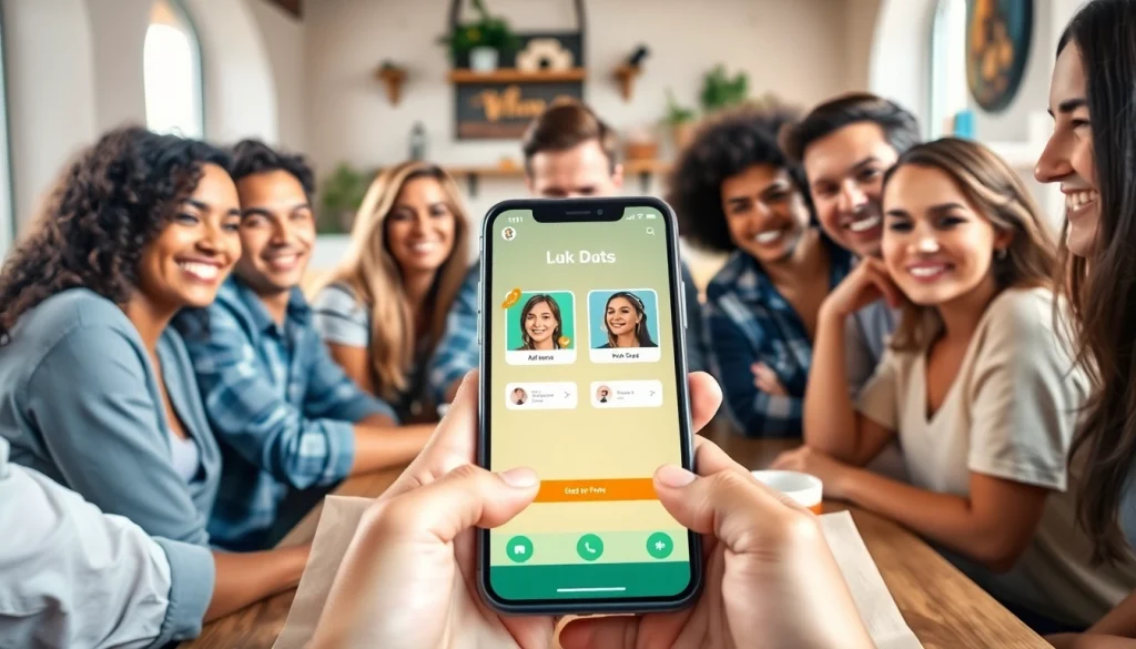 Connecting singles and couples using the OK FUN dating app in a cozy café setting.