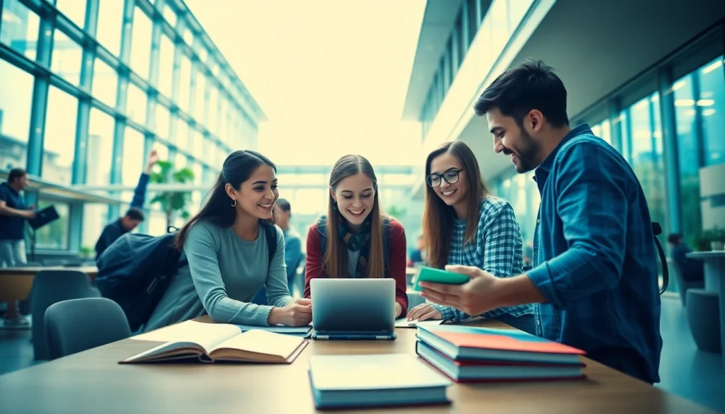 Dynamic scene of diverse students collaborating at Bahçeşehir University, representing the concept of :bahcesehir university apply.