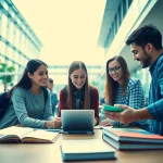 Dynamic scene of diverse students collaborating at Bahçeşehir University, representing the concept of :bahcesehir university apply.