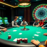 Engage in strategic poker at rik vip's luxurious casino table, featuring vibrant chips and lively ambiance.